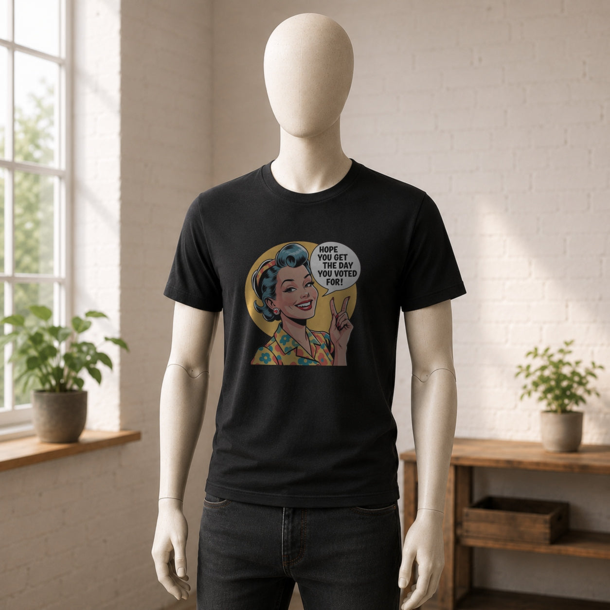 Hope You Get the Day You Voted For T-Shirt in Dark Grey on a mannequin