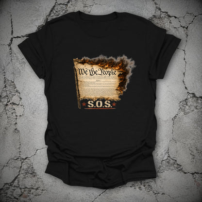 We the People Constitution SOS T-Shirt, flat lay mockup
