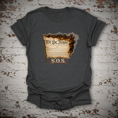 We the People Constitution SOS T-Shirt, flat lay mockup