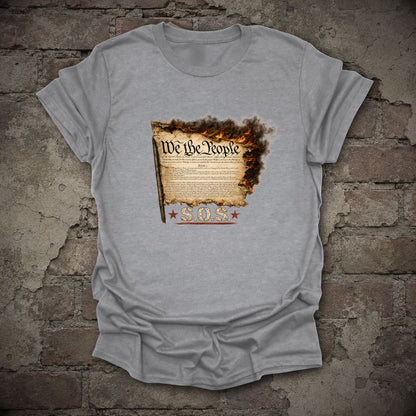 We the People Constitution SOS T-Shirt, flat lay mockup