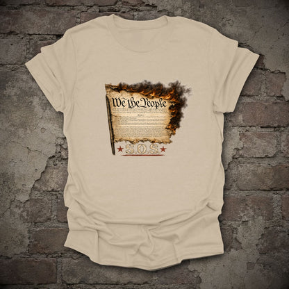 We the People Constitution SOS T-Shirt, flat lay mockup