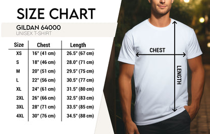 Man size chart for Radical Stitch T-shirts