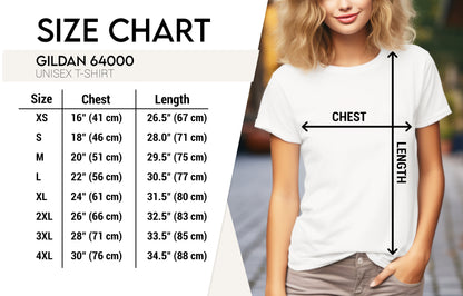 Woman size chart for Radical Stitch T-shirts